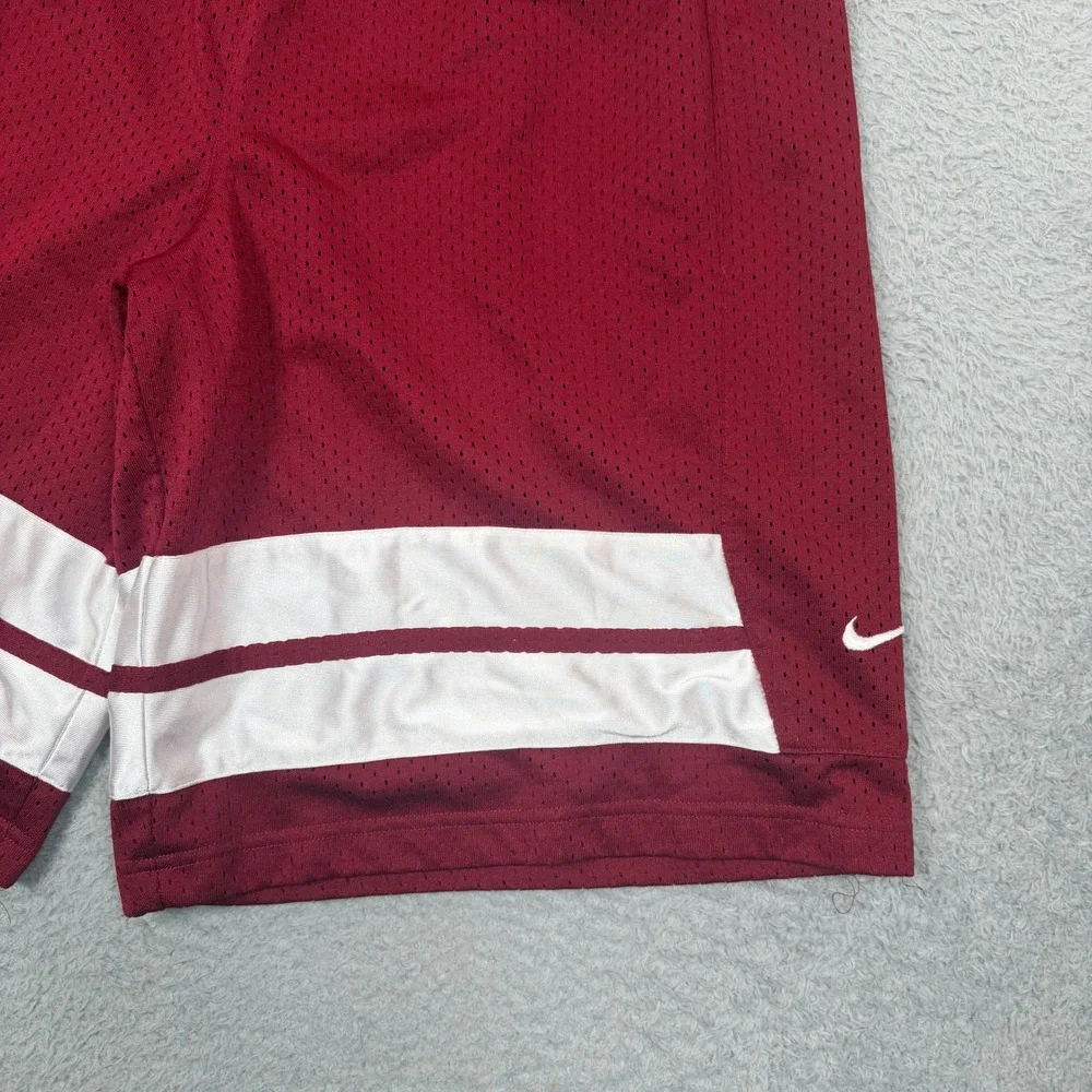Vintage Nike Mens Basketball Shorts XXL Maroon Burgundy Mesh Striped Athletic
